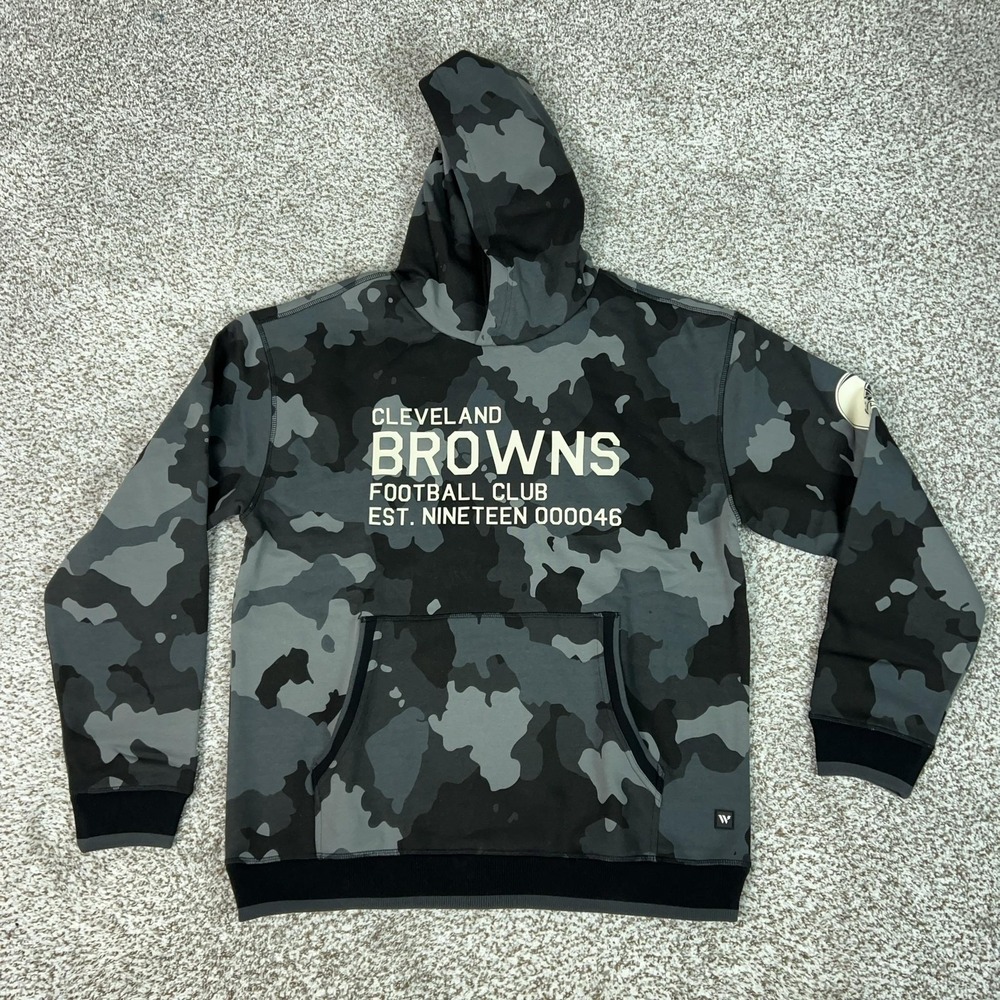Cleveland Browns Sweatshirt Men Large Gray Camo NFL Football The Wild Collective